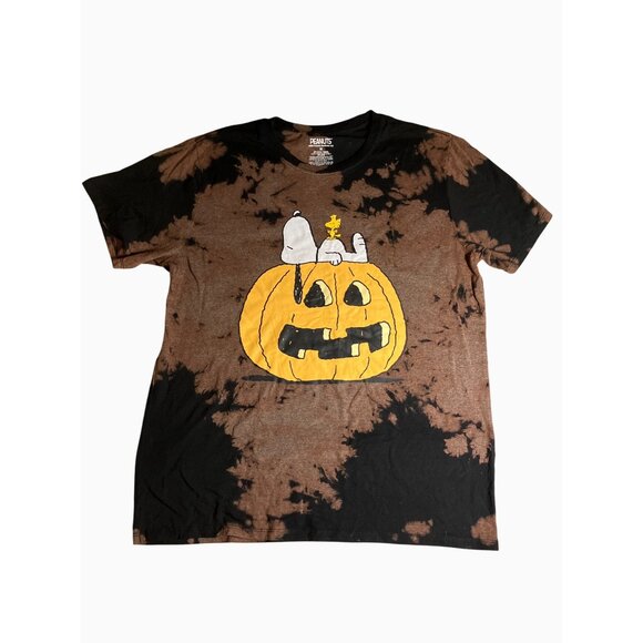 Peanuts Halloween Snoopy Woodstock Pumpkin Bleached T-Shirt M - Picture 1 of 7